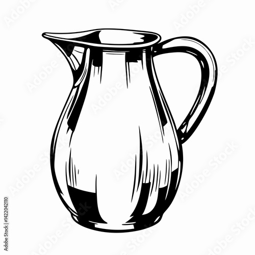 Stylish silver pitcher showcasing modern design aesthetics, serving beverages with elegance against a minimalist backdrop, representing classic home décor.