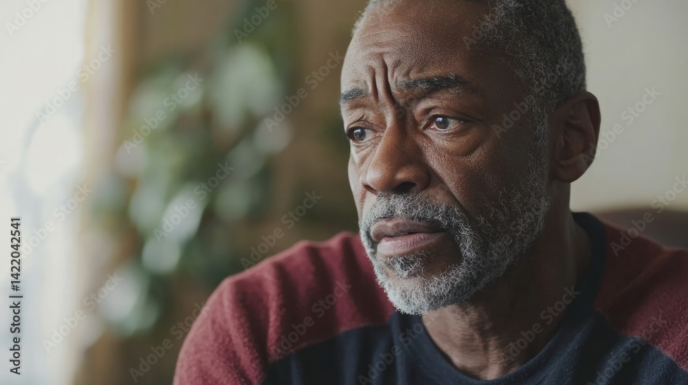 Thoughtful elderly man in a close-up portrait. Thoughtful elderly man in a close-up portrait.