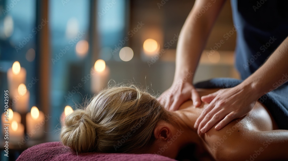 Relaxing massage therapy in a serene environment with candles.