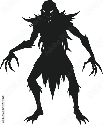 Black Icon of Scary Ghoul with Clawed Hands