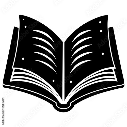 High-quality AI open book graphic on a white background. Perfect for microstock, design projects, or digital educational materials.