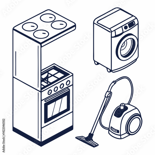 set of household appliances