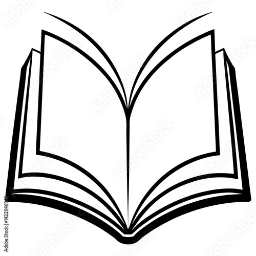 High-quality AI open book graphic on a white background. Perfect for microstock, design projects, or digital educational materials.