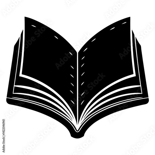 High-quality AI open book graphic on a white background. Perfect for microstock, design projects, or digital educational materials.