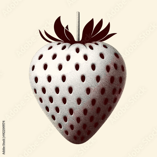 Stylized monochrome strawberry illustration representing fruit and sweetness