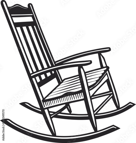 Rocking Chair Editable Outline Vector Graphic