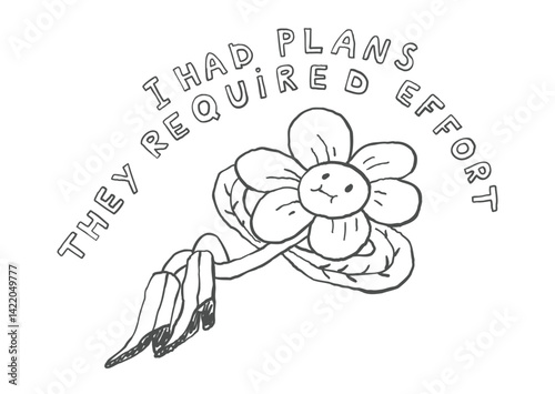 Funny line art, comic print, lazy quote sublimation and embroidery design