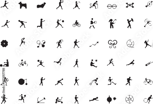 Sports related icon set. Game vector collection isolated on transparent background.