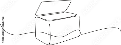 Deep freezer continuous one line drawing vector illustration. Editable Stroke.