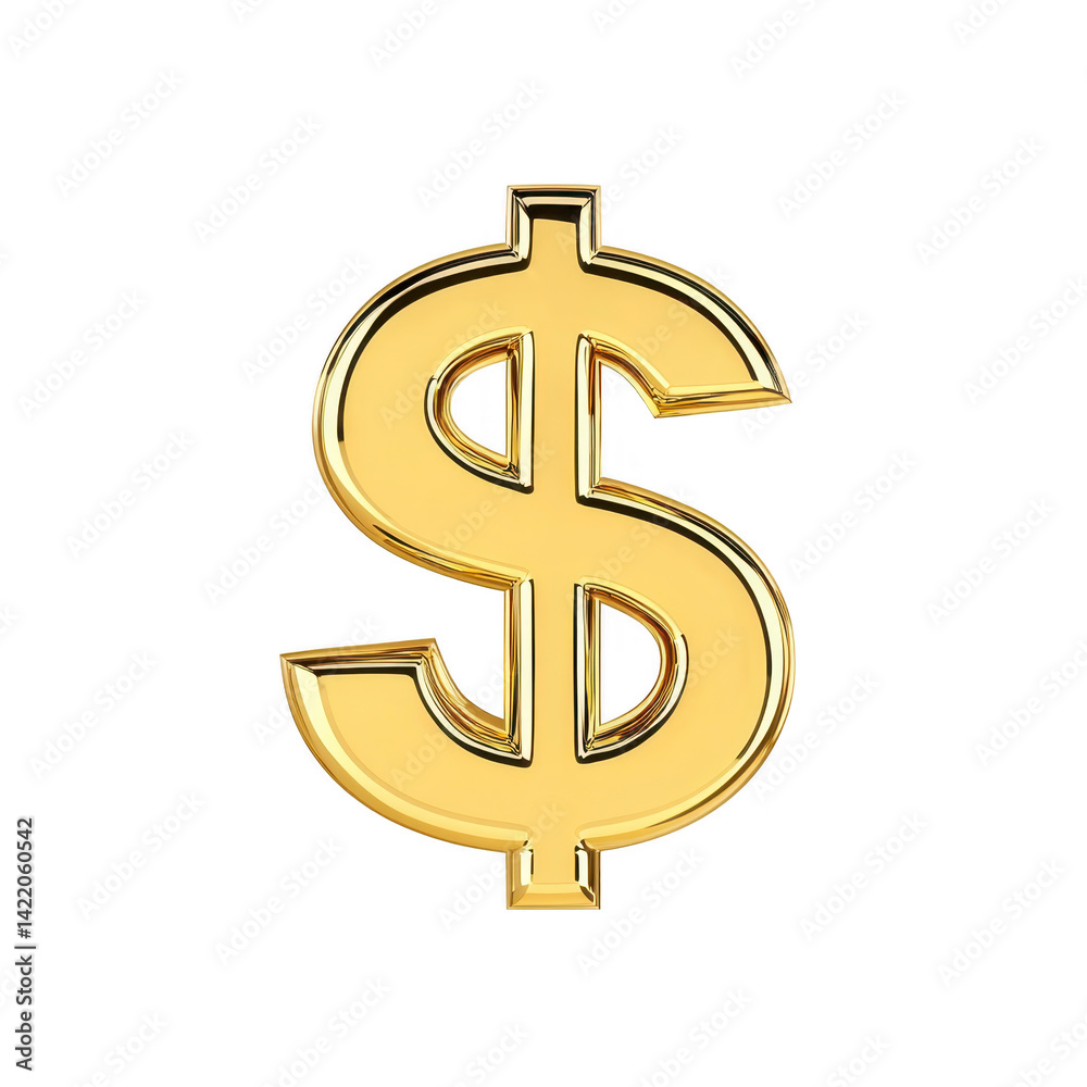 Obraz premium shiny gold dollar sign symbol on transparency background, representing wealth and financial success. symbol is bold and eye catching, often associated with currency and economic concepts