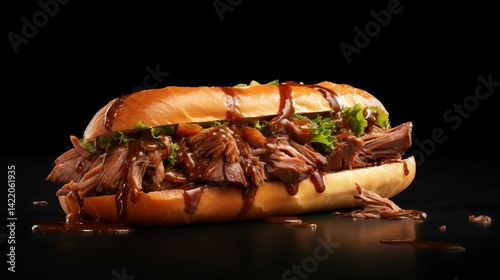 A roast beef Po’ boy loaded with tender roast beef