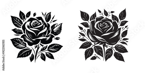 rose silhouette set