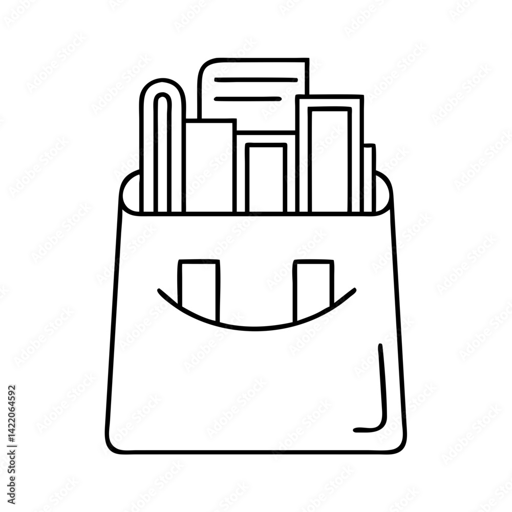 books in a bag icon, books in a bag line art - simple line art of books in a bag, perfect for books in a bag logos and icons books in a bag icon, books in a bag line art - simple line art of books in a bag, perfect for books in a bag logos and icons