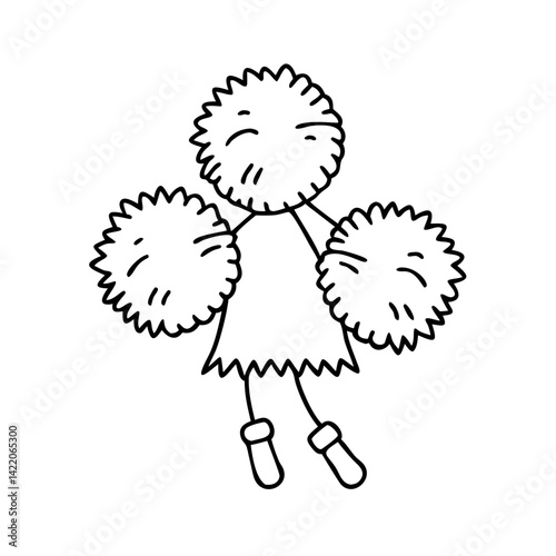 cheerleading pom poms icon, cheerleading pom poms line art - simple line art of cheerleading pom poms, perfect for cheerleading pom poms logos and icons