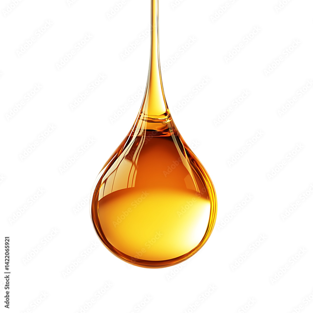 Golden liquid drop falling, close up. Golden liquid drop falling, close up.