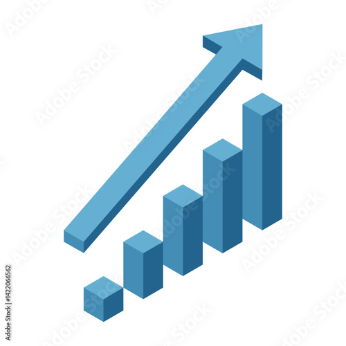 3D isometric bar graph with rising columns and a large upward arrow, symbolizing business growth, success, and positive trends. Vector illustration Free Download 3D isometric bar graph with rising columns and a large upward arrow, symbolizing business growth, success, and positive trends. Vector illustration - GFXLoad