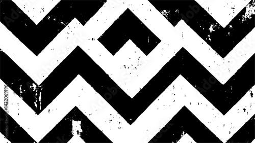 A black and white chevron patterned isolated white background. A visually appealing black and white zigzag pattern, perfect for adding a touch of simplicity and style to any project or design,
