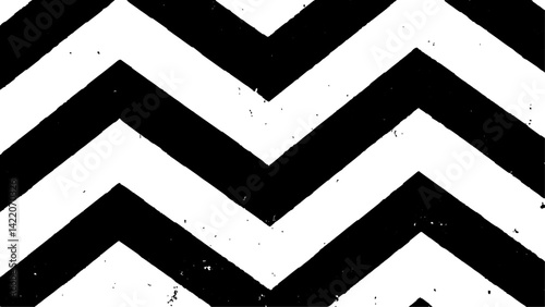 A black and white chevron patterned isolated white background. A visually appealing black and white zigzag pattern, perfect for adding a touch of simplicity and style to any project or design,