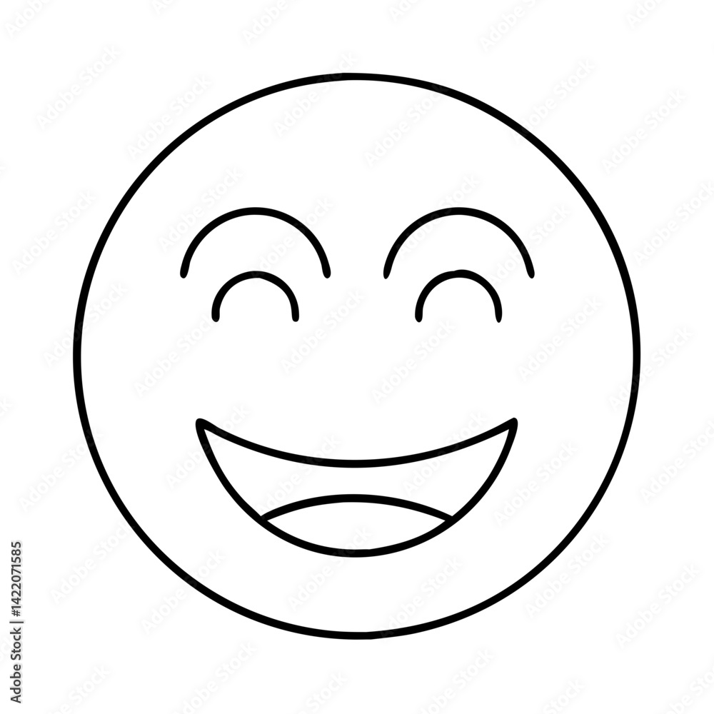 smiley face emoji icon, smiley face emoji line art - simple line art of smiley face emoji, perfect for smiley face emoji logos and icons
