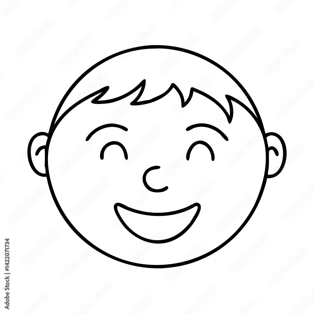 smiling child face icon, smiling child face line art - simple line art of smiling child face, perfect for smiling child face logos and icons