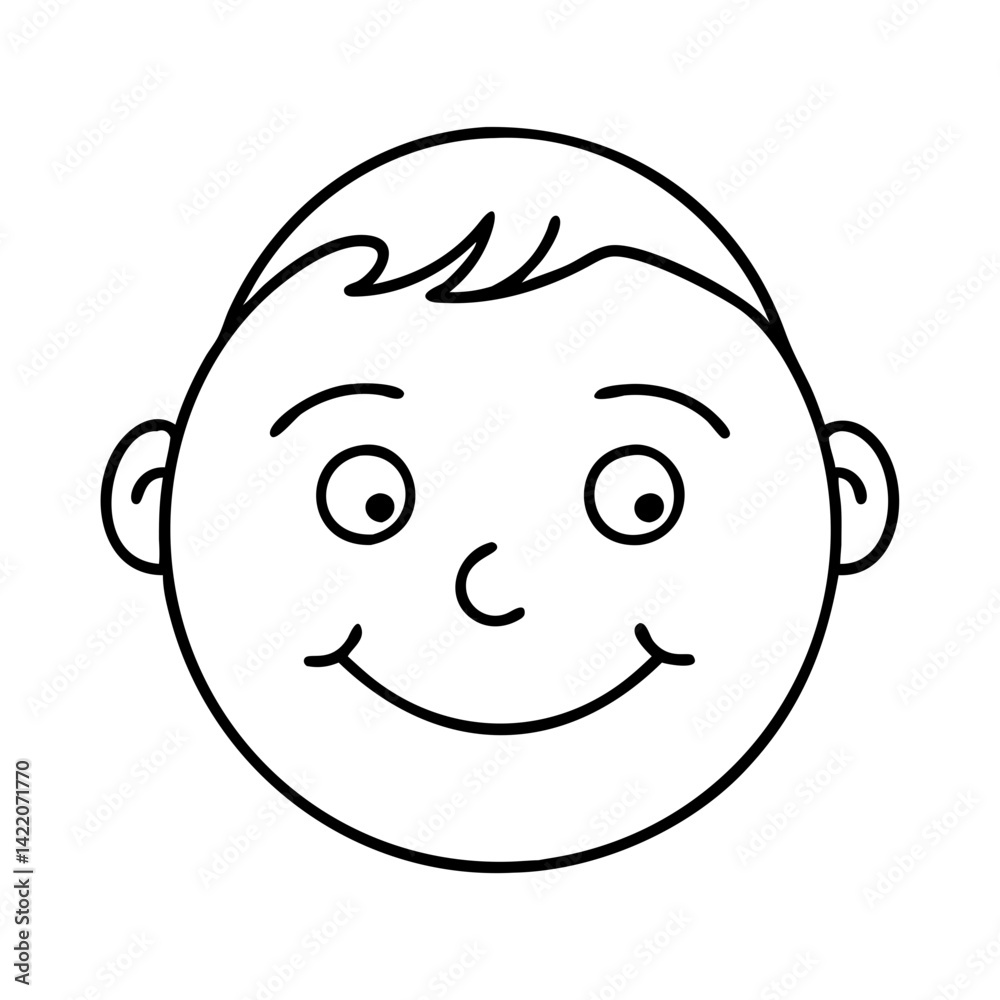 smiling child face icon, smiling child face line art - simple line art of smiling child face, perfect for smiling child face logos and icons smiling child face icon, smiling child face line art - simple line art of smiling child face, perfect for smiling child face logos and icons