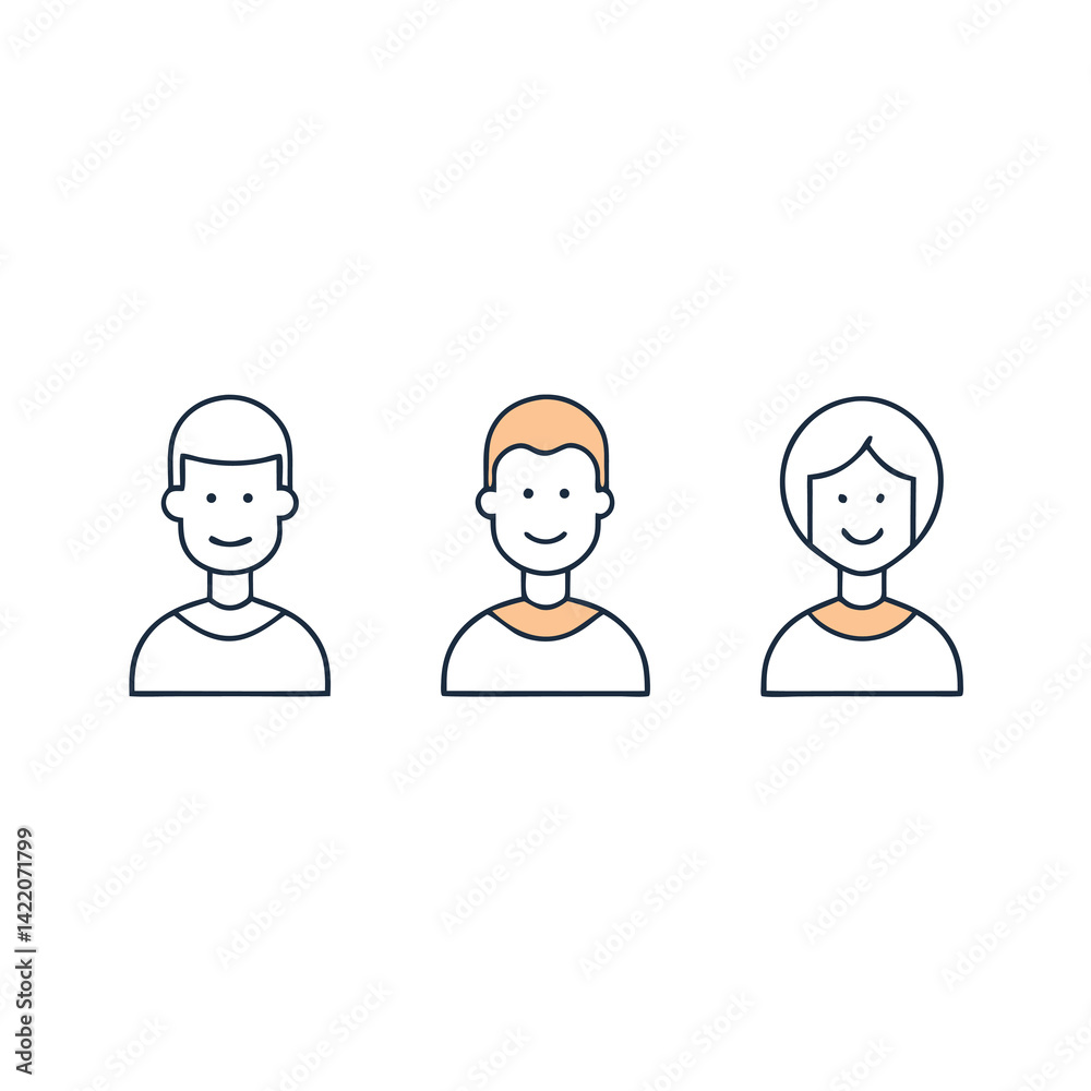 Minimal line icon of profile in white background vector illustration Minimal line icon of profile in white background vector illustration