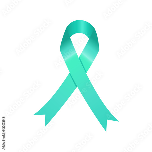 teal awareness ribbon is symbol of scleroderma ovarian cancer food allergy kidney disease sexual assault tsunami victims vector