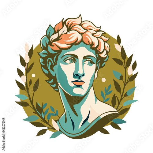 Portrait of a man illustrator vector sticker.