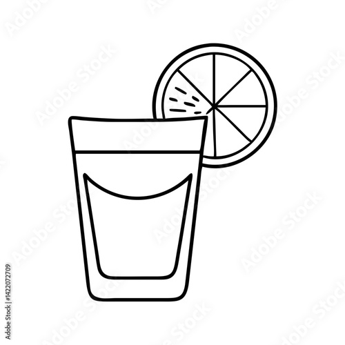 tequila shot with lime icon, tequila shot with lime line art - simple line art of tequila shot with lime, perfect for tequila shot with lime logos and icons