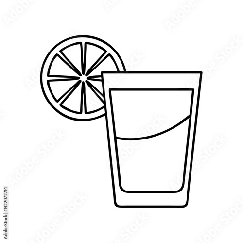 tequila shot with lime icon, tequila shot with lime line art - simple line art of tequila shot with lime, perfect for tequila shot with lime logos and icons