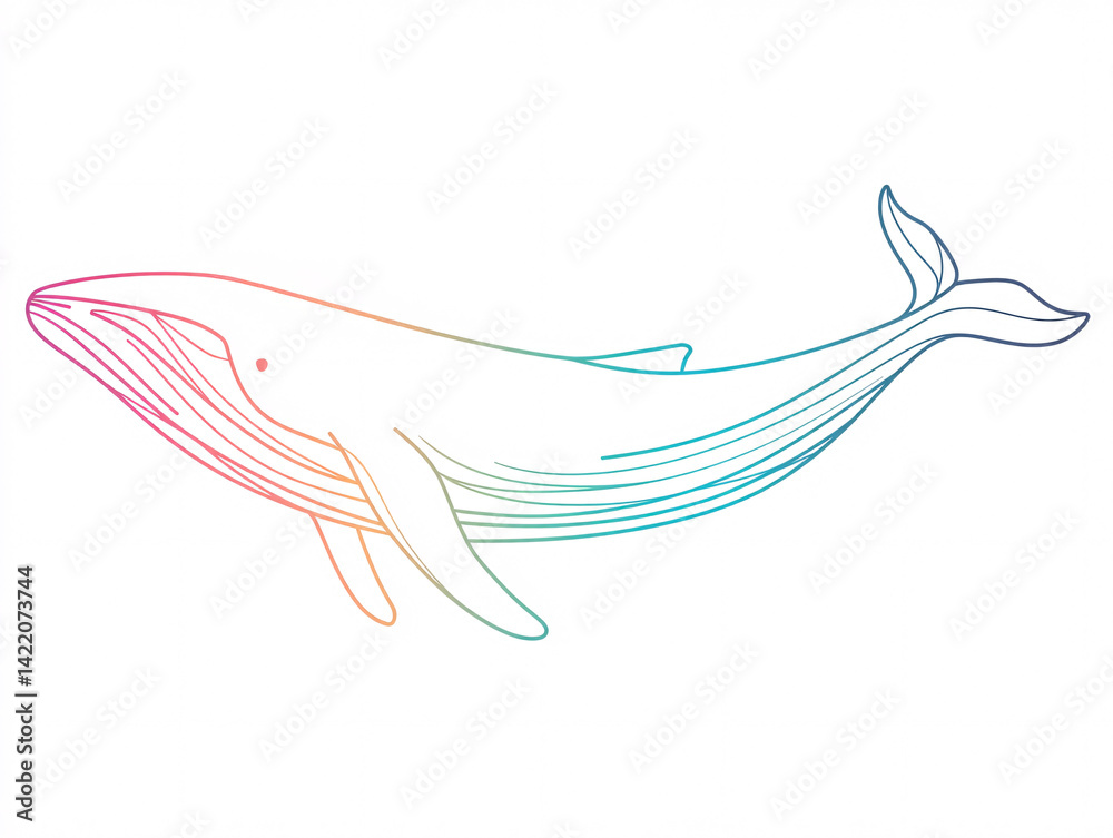 minimal gradient line art illustration of whale in abstract pastel colors on white background, elegant flowing design blending marine life with modern artistic expression and fluid underwater motion minimal gradient line art illustration of whale in abstract pastel colors on white background, elegant flowing design blending marine life with modern artistic expression and fluid underwater motion