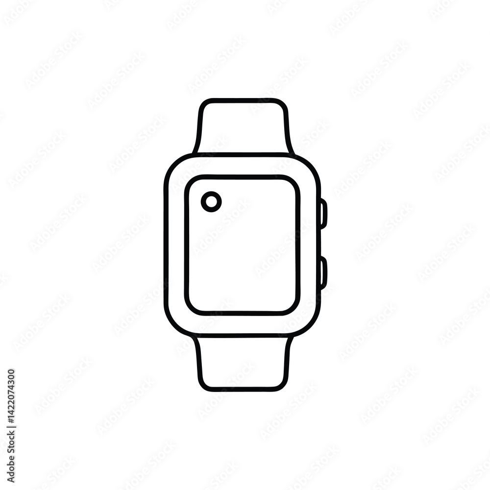 Minimal line icon of smartwatch in white background vector illustration Minimal line icon of smartwatch in white background vector illustration