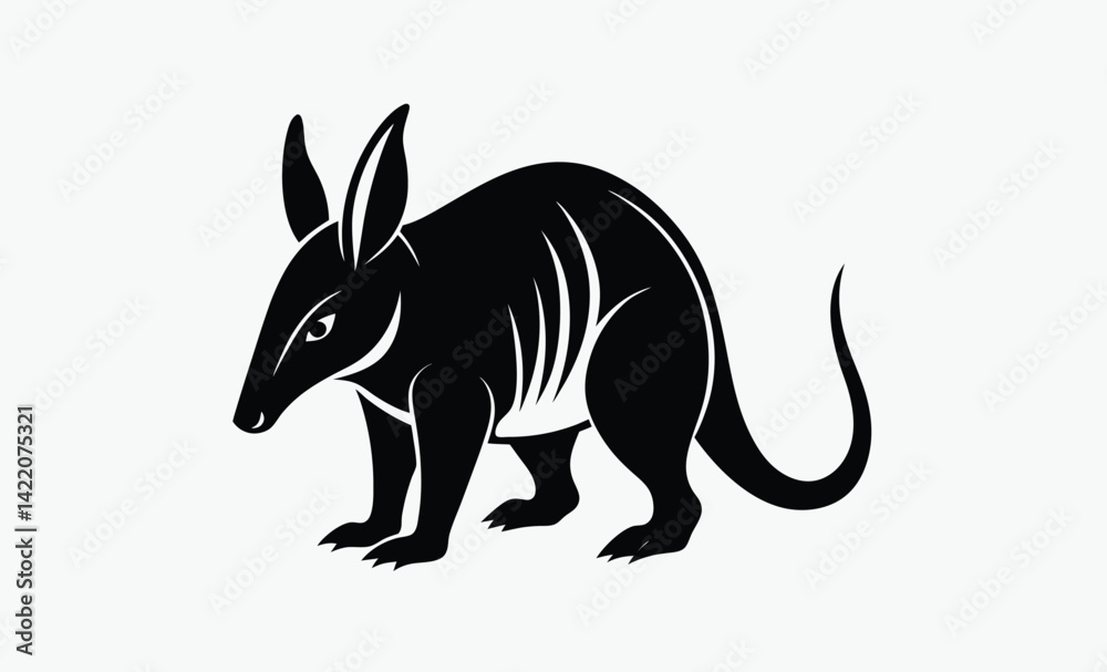 Fototapeta premium Aardvark silhouette vector white background, Animal vector icon, Wildlife illustration