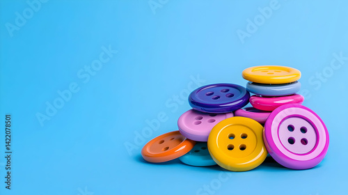 Colorful Buttons on Blue Background
