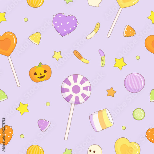 purple halloween candy party pattern