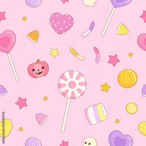 pink halloween candy party pattern