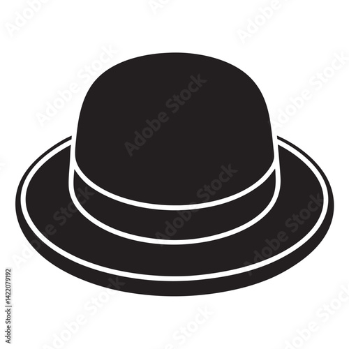Bowler Hat Silhouette Icon 