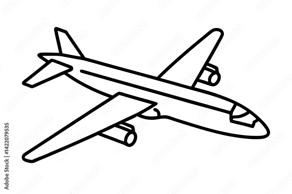 Airplane Line Art Vector Illustration Airplane Line Art Vector Illustration
