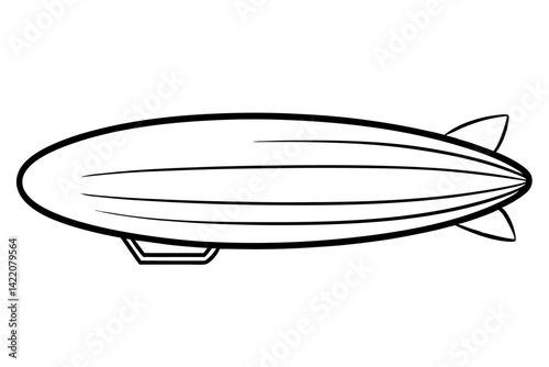 Blimp Line Art Vector Illustration
