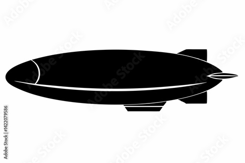 Blimp Black Silhouette Vector Illustration