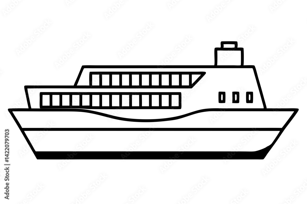 Obraz premium Cargo Ship Line Art Vector Illustration
