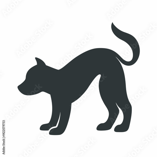 A dog bowing down with its rear in the air ready to play 