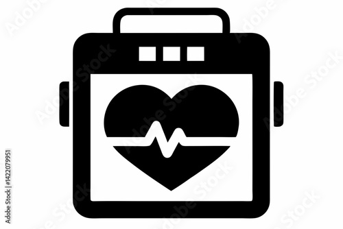 Defibrillator Black Silhouette Vector Illustration