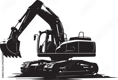 Excavator Silhouette Vector Illustration 