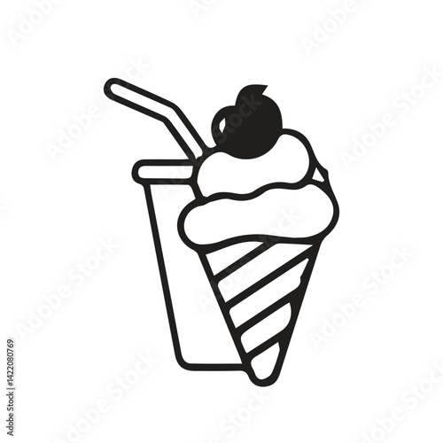 ice cream icon black illustration on white