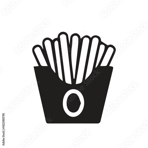 big potato fries icon, black illustration on white background