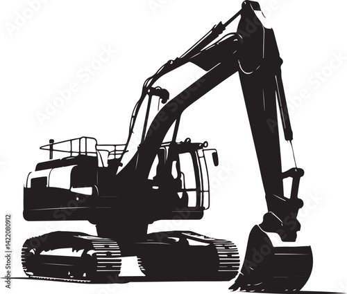 Excavator Silhouette Vector Illustration 