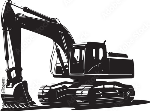 Excavator Silhouette Vector Illustration 