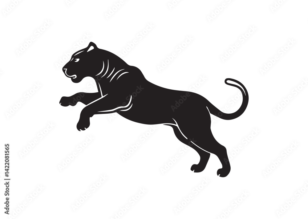Obraz premium Tiger Jumping Silhouette Vector