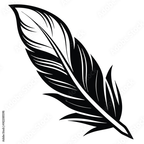 Elegant Black and White Feather Illustrations,
Hand-Drawn Feather Designs in Black and White,
Stylized Feather Clipart Collection.